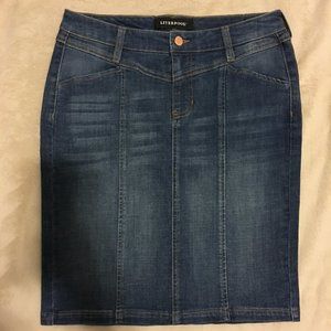 Liverpool Front Yoke Denim Pencil Skirt 6